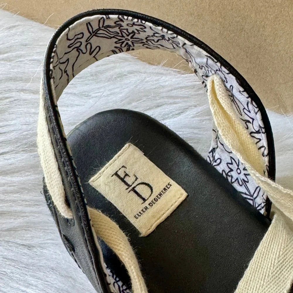 ED by Ellen DeGeneres Lourana‎ Ankle Wrap Black and White Espadrilles Size 7M